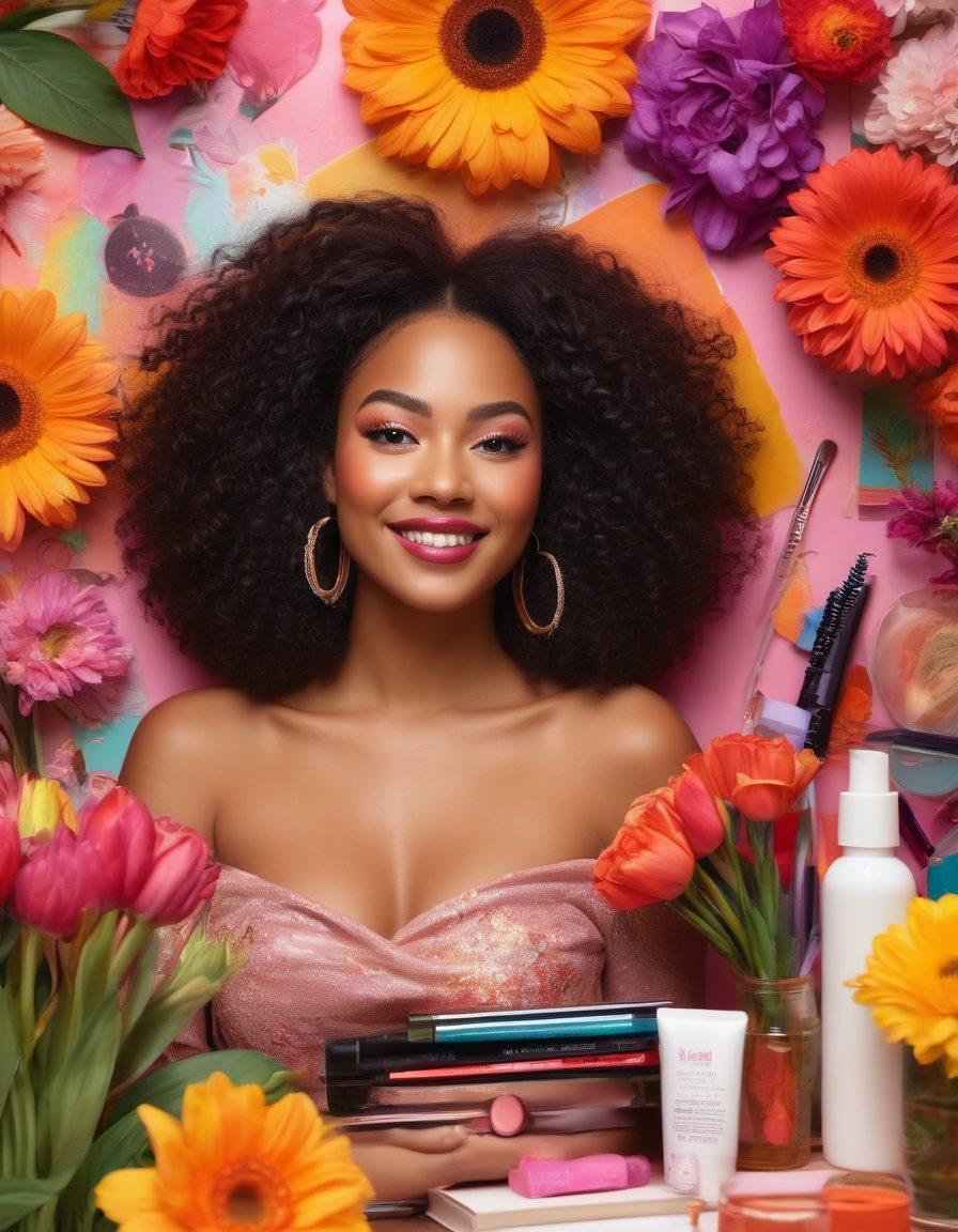 A vibrant and whimsical scene featuring diverse women of various ethnicities joyfully engaging in a playful discussion about self-expression and sex education, surrounded by colorful flowers and art supplies. Incorporate elements of beauty like makeup and fashion accessories scattered around, illuminated with a warm, inviting glow. Include symbols of empowerment like books and art that represent knowledge and creativity. super-realistic. vibrant colors. artistic style.